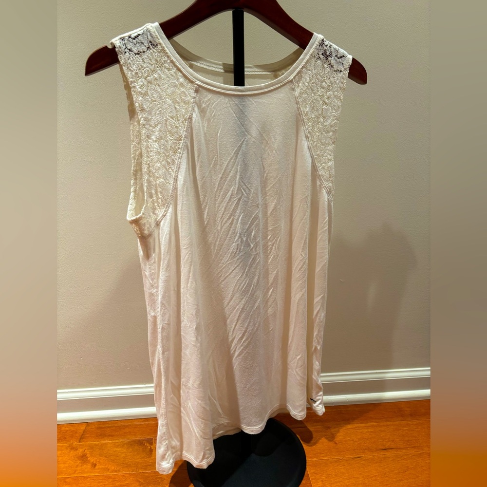 American‎ Eagle Soft & Sexy Tank Top Women’s Small Ivory Lace Trim Sleeveless